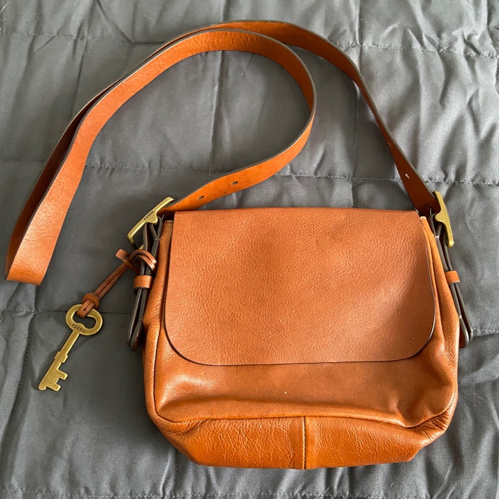 Fossil Brown Leather Crossbody Bag